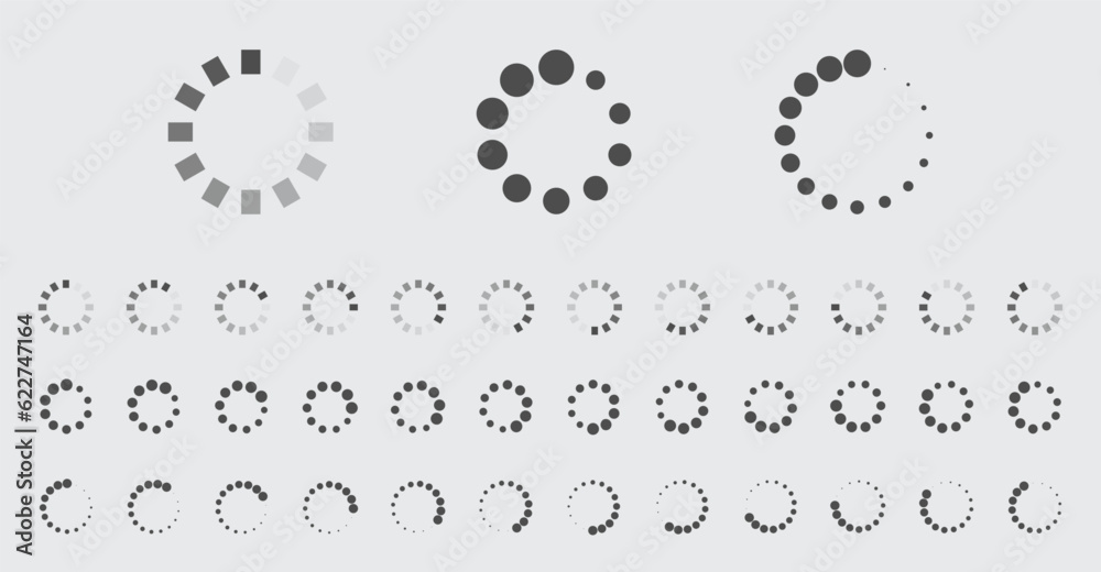 Fototapete circular loading buffering icons vector set video ready for animation gif all keyframes frames bufri