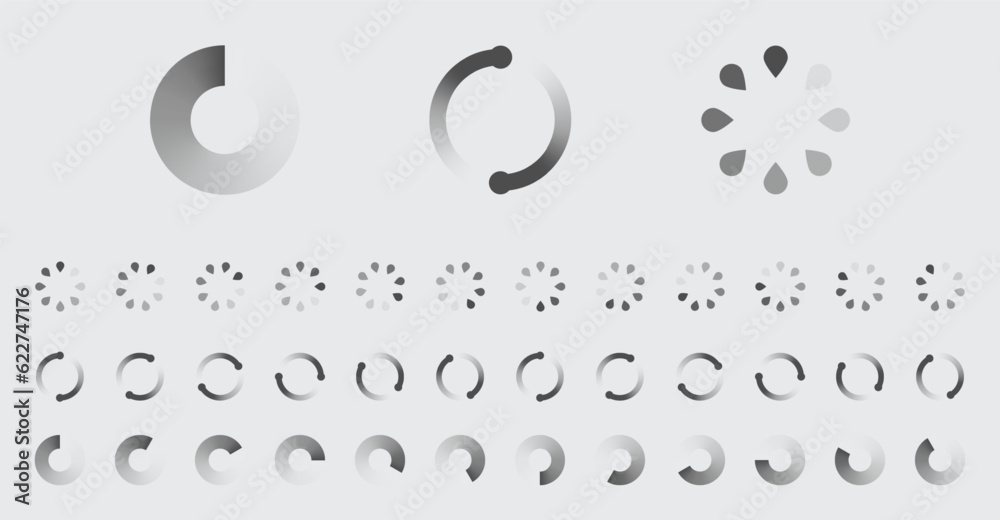Fototapete circular loading buffering icons vector set video ready for animation gif all keyframes frames bufri