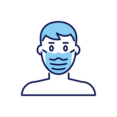 Man with medical mask related vector icon. Man with medical sign. Isolated on white background. Editable vector illustration