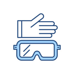 Protective clothing related vector icon. Glove and safety glasses. Protective clothing sign. Isolated on white background. Editable vector illustration