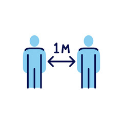 Social distancing sign. Keep distance related vector icon. Isolated on white background. Editable vector illustration