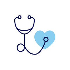 Stethoscope related vector line icon. Isolated on white background. Heart. Vector illustration. Editable stroke