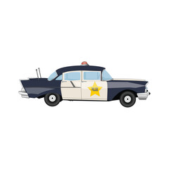 Police car icon. Cartoon illustration of police car vector icon for web design