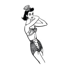 Belly dancer. Vector illustration of a beautiful girl in a boho style.