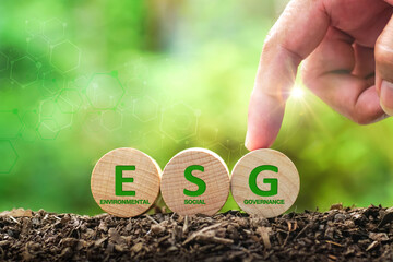 ESG concept of environmental, social and corporate governance impact investing. Ethical and...