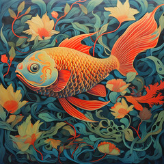 abstract art of goldfish