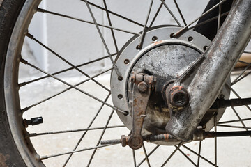 closeup of motorcycle hub wheel