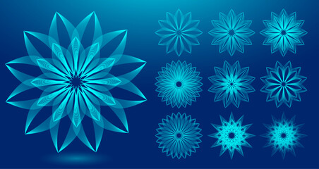 Abstract wireframe blooming geometric flowers. Modern graphic concept. Decorative element