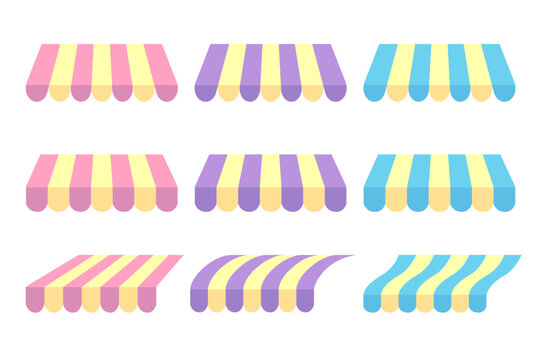 bundle of colorful shop umbrellas