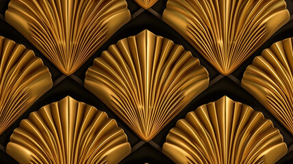 wallpaper for seamless golden art deco diamond palm. Generative Ai