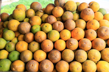 cruz das almas, bahia, brazil - july 7, 2023: navel orange for sale along the federal highway BR 101 in the city of Cruz das Almas.