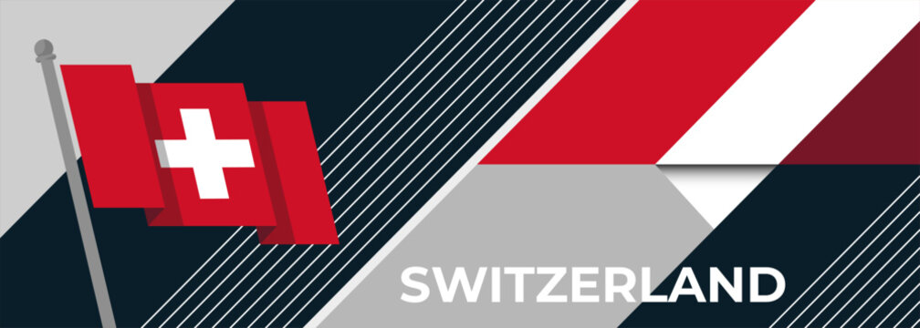 Switzerland Flag for National day design for Swiss people. Modern red white abstract banner cover template. Corporate Business Swiss flag. Vector illustration.