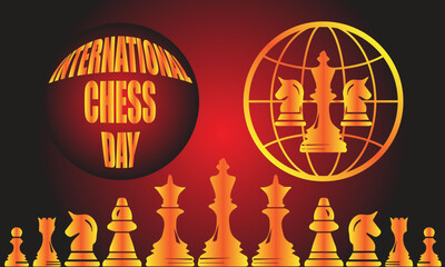 International Chess Day Logo and Background Illustration Simple Design