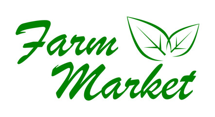 Obraz premium Farm market typography. Farmers market label. Flat vector illustration isolated on white background.