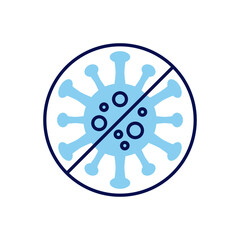 Anti Coronavirus related vector icon. Virus COVID 19 in prohibition sign. Isolated on white background. Editable vector illustration