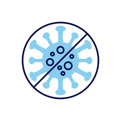 Obraz premium Anti Coronavirus related vector icon. Virus COVID 19 in prohibition sign. Isolated on white background. Editable vector illustration