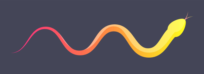 Simple cute gradient snake icon. Flat vector illustration isolated on black background.