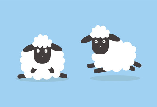 Vector Cute Sheep in flat style. Isolated drawing Characterof Lamb