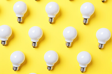 white bulbs pattern on yellow background. winning idea concept
