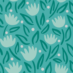 Floral turquoise seamless pattern for fabrics, paper, interior