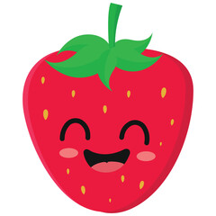 Happy cute smiling Strawberry Cute fruit vector character isolated on white