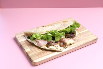 Italian cuisine , Piadina with Italian ham and cheese