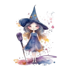 Mystical Enchantment Glittering Fairy Witch Queen Magician Wizard Girl Fantasy in Watercolor Sublimation Clipart