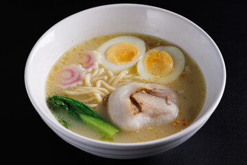 Ramen Japanese noodle isolated in black background
