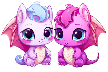 Fototapeta premium kawaii dragon sticker image, in the style of kawaii art, meme art isolated PNG