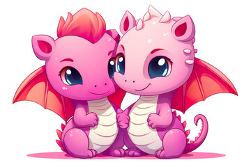 Obraz na płótnie Canvas kawaii dragon sticker image, in the style of kawaii art, meme art isolated PNG