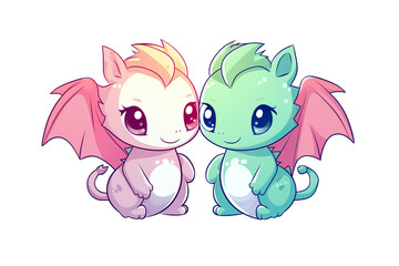 kawaii dragon sticker image, in the style of kawaii art, meme art isolated PNG