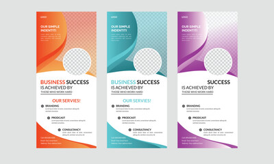 Geometric style abstract roll-up banner design, advertisement, pull-up, polygon background, vector illustration, business flyer, display, x-banner, flag-banner