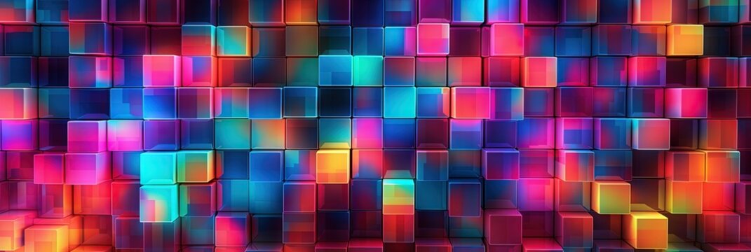Colorfull cubes as abstract 3d geometry background illustration. Generative ai