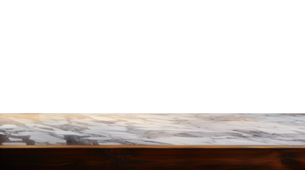 a front view of a Luxurious White and Gold Empty Marble Table for Product Placement on a transparent background, serving as a blank marble table mockup, Ai generative
