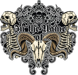 Gothic sign with skull, grunge vintage design t shirts
