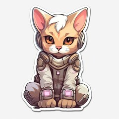 AI generated illustration of a Steampunk cat wearing full gear isolated on a white background