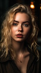 Fototapeta premium AI generated illustration of a young blond woman posing for the camera