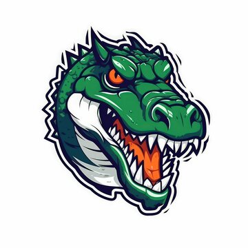 Logo design of an alligator in green and white colors isolated on a white background Ai-generated