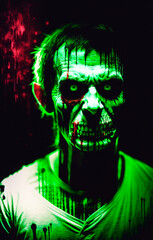 Zombie man. Halloween. Horror film style. Generative AI