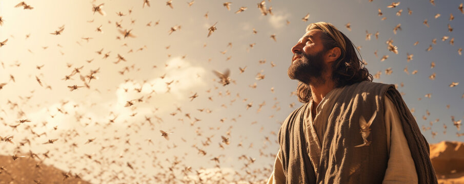 Bible Prophet Amos with Locust Infestation Vision 