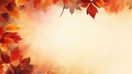 Autumn leaves background with copy space for your text or image. Generative AI.