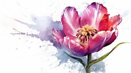 AI generated illustration of a vibrant watercolor painting featuring a flower on a white background
