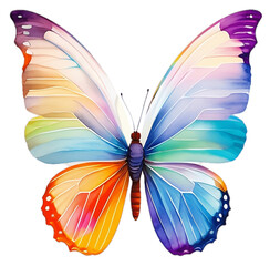 Beautiful watercolor butterfly illustration - colorful - isolated on white - transparent background - Generative AI