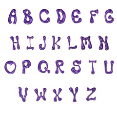 Girl Toy Purple 3D render. Trendy doodle y2k style. Creative