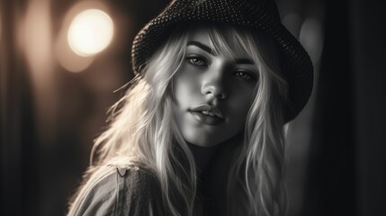 AI generated blonde woman with a hat