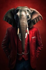 Fototapeta na wymiar AI generated illustration of a elephant wearing a stylish suit and tie with a blurry background