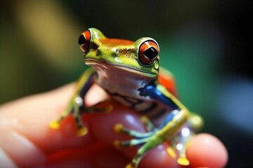 AI generated frog on human hand
