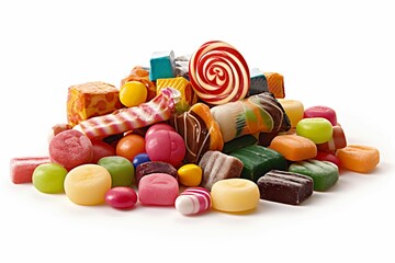 AI generated vibrant assortment of various candy pieces