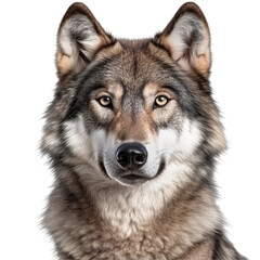 wolf, face shot isolated on transparent background 