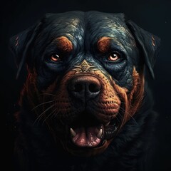 AI generated Rottweiler dog looking at camera
